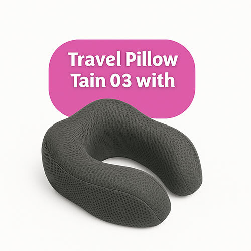 Travel Pillow High Tain with Dots Mesh Fabric Grey
