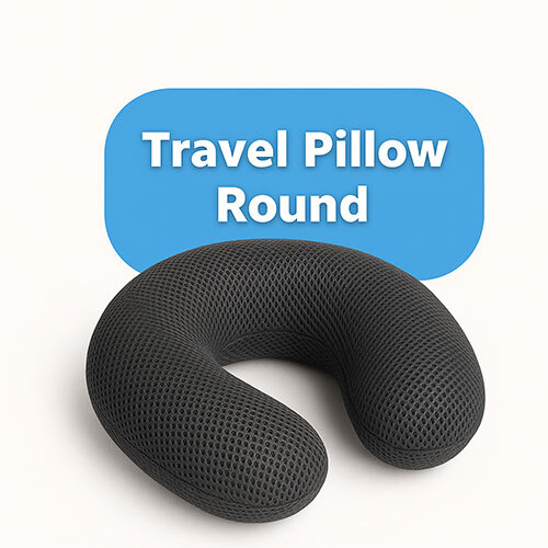 Travel Pillow Round Mesh Fabric Grey - Size: Regular