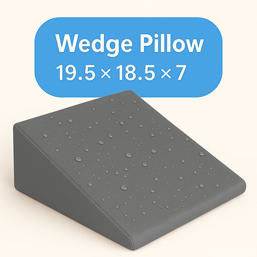 Wedge Pillow Small Waterproof Fabric Grey (19.5X18.5X7) - Size: 19.5 X 18.5 X 7