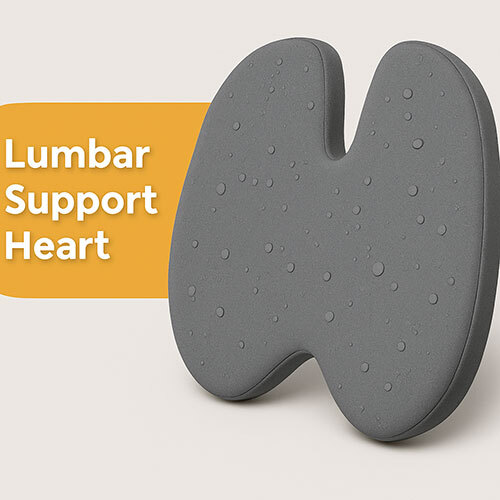Lumbar Support Heart Shap Waterproof Fabric Grey