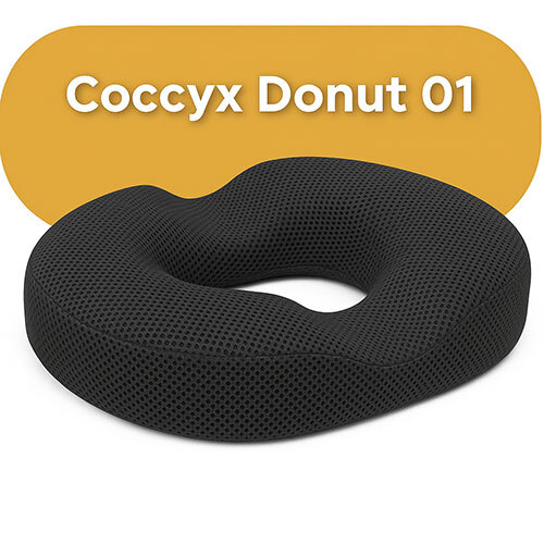 Coccyx Donut Seat Medium Mesh Fabric - Color: Black