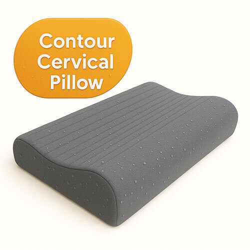 Contour Cervical Pillow Waterproof Fabric Grey (21X15X3) - Size: Various