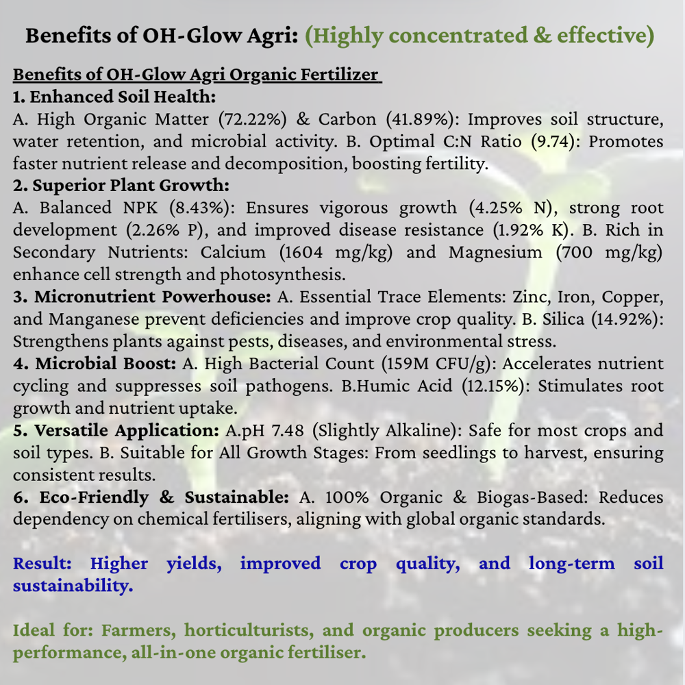 Organic Glow Agri Highly concentrated Manure / Fertiliser: 1kg pack