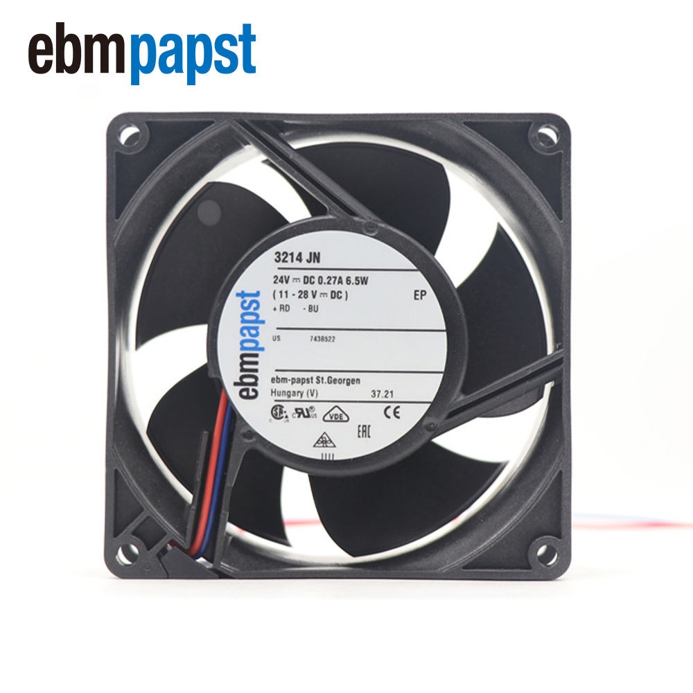 ebmpapst 3214JN 24V DC 6.5W 76.5CFM 9238 92x92x38mm 6000RPM Ball Bearing Power Supply Module Drive Module Cabinet Cooling Fan