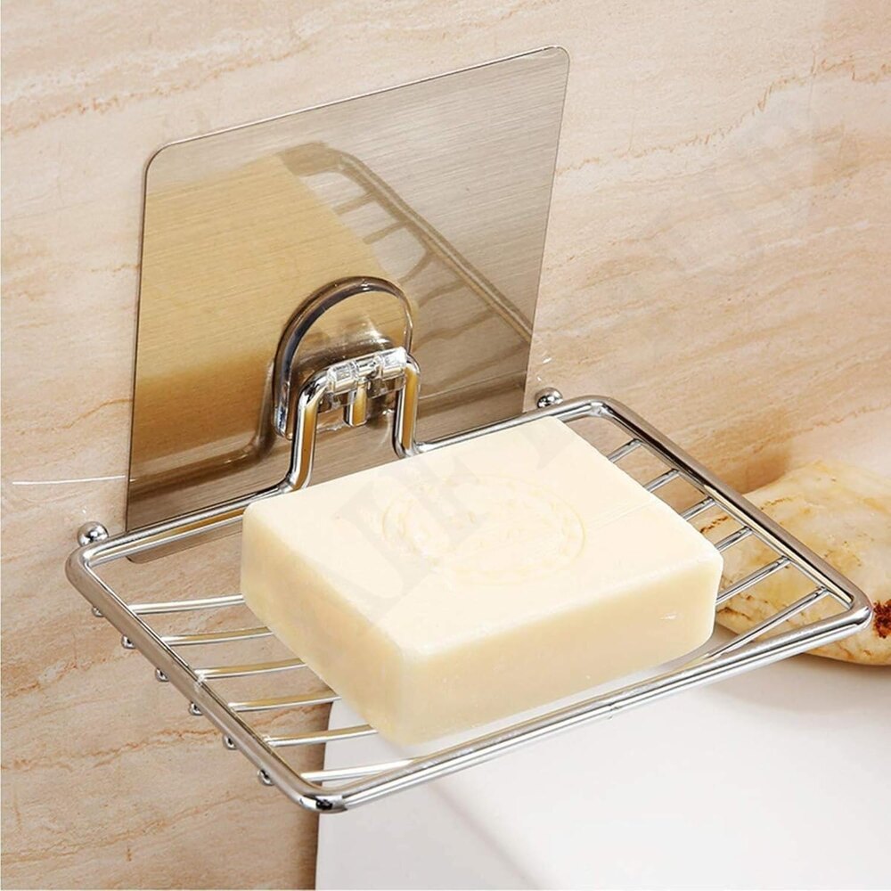 Double Layer Stainless Steel Soap Holder , Wall Mounted (Self-Adhesive)