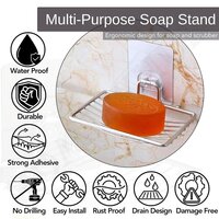 Double Layer Stainless Steel Soap Holder , Wall Mounted (Self-Adhesive)