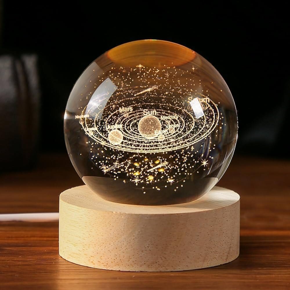 Galaxy Crystal Night Lamp - High-quality Crystal Glass, Usb-powered & Battery-operated | 3d Galaxy Engraving, Warm Led Lighting, Ideal Gift Choice