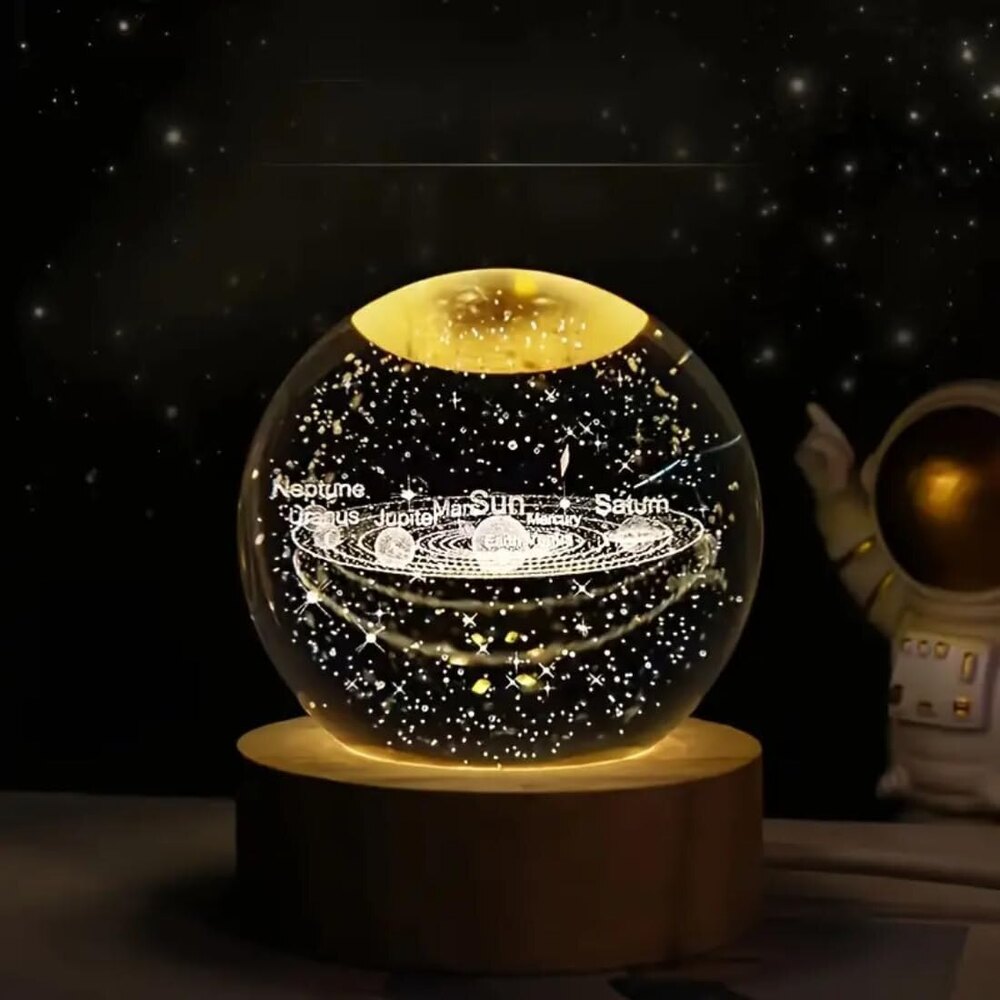 Galaxy Crystal Night Lamp - High-quality Crystal Glass, Usb-powered & Battery-operated | 3d Galaxy Engraving, Warm Led Lighting, Ideal Gift Choice