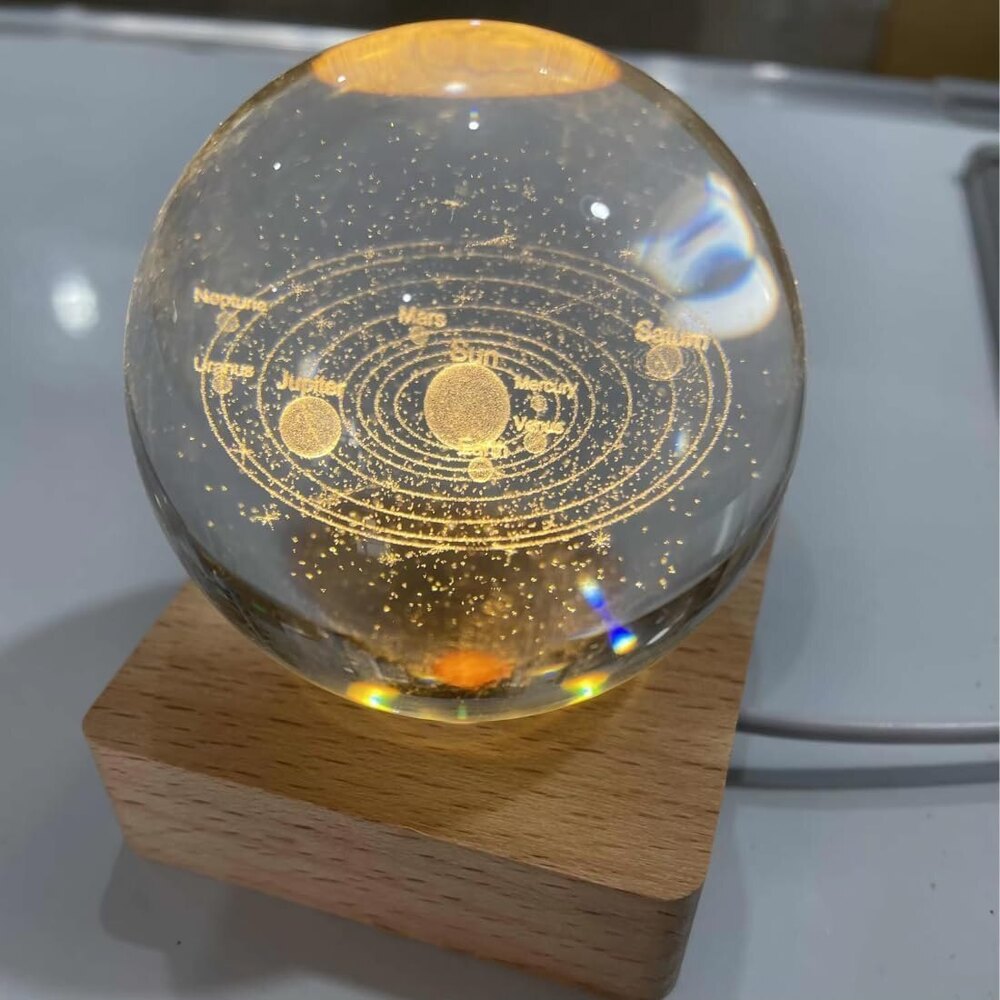 Galaxy Crystal Night Lamp - High-quality Crystal Glass, Usb-powered & Battery-operated | 3d Galaxy Engraving, Warm Led Lighting, Ideal Gift Choice