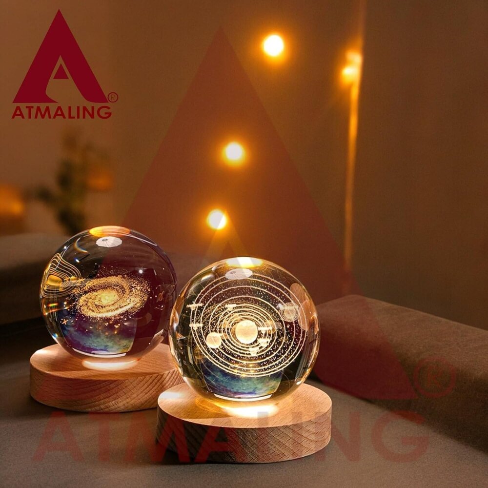 Galaxy Crystal Night Lamp - High-quality Crystal Glass, Usb-powered & Battery-operated | 3d Galaxy Engraving, Warm Led Lighting, Ideal Gift Choice