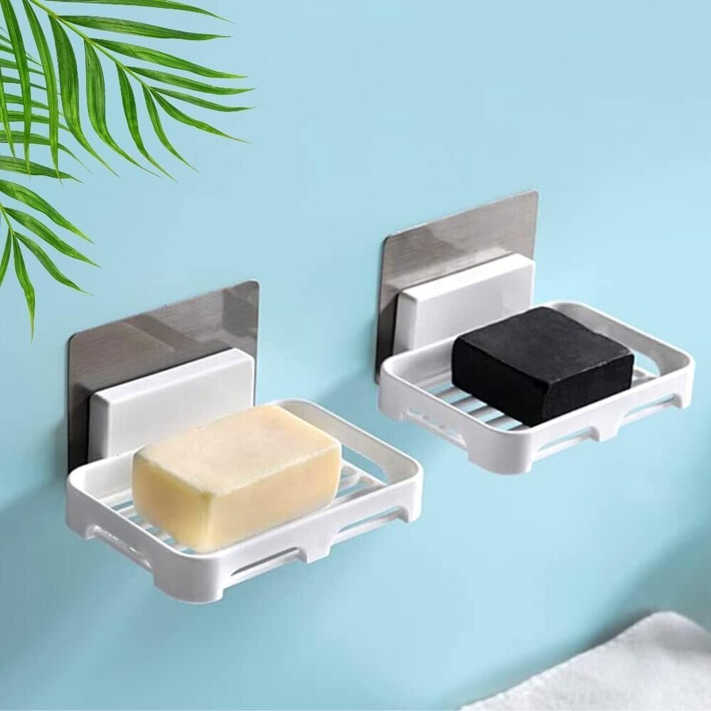 Wall Mounted Self Draining Soap Dish Holder Case -Hanging Waterproof Box Storage Rack