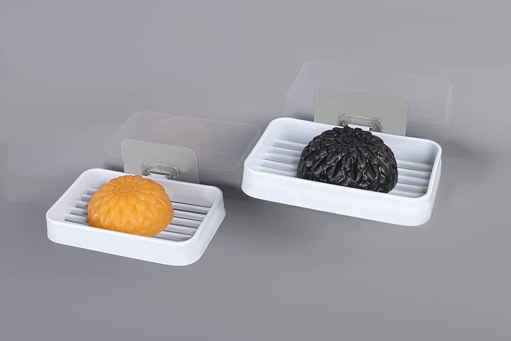 Wall Mounted Self Draining Soap Dish Holder Case -Hanging Waterproof Box Storage Rack