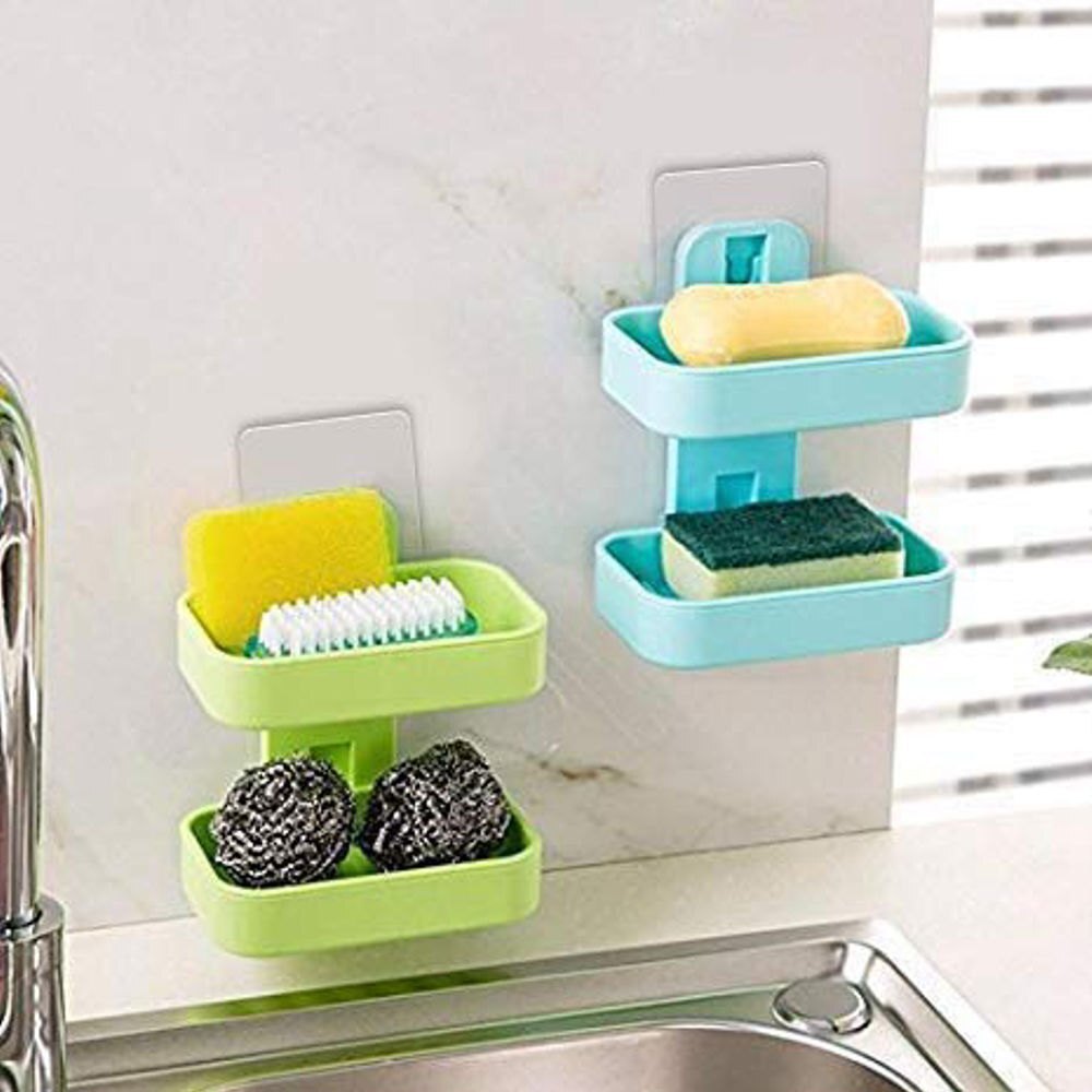 Plastic Double Layer Soap Holder Wall Mounted - Color: Multi Color