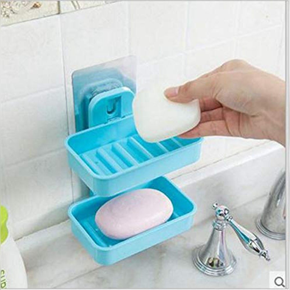 Plastic Double Layer Soap Holder Wall Mounted - Color: Multi Color