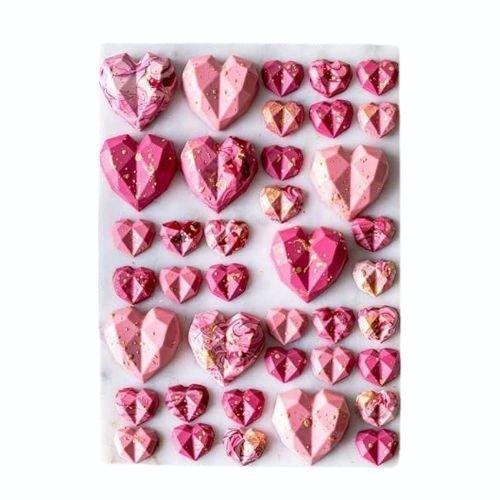 11 Cavity Heart Pinata Mould - Flexible Silicone, 11 Cavity Capacity, Diamond Heart Shape | Easy Release, Microwave And Dishwasher Safe, Multipurpose Use