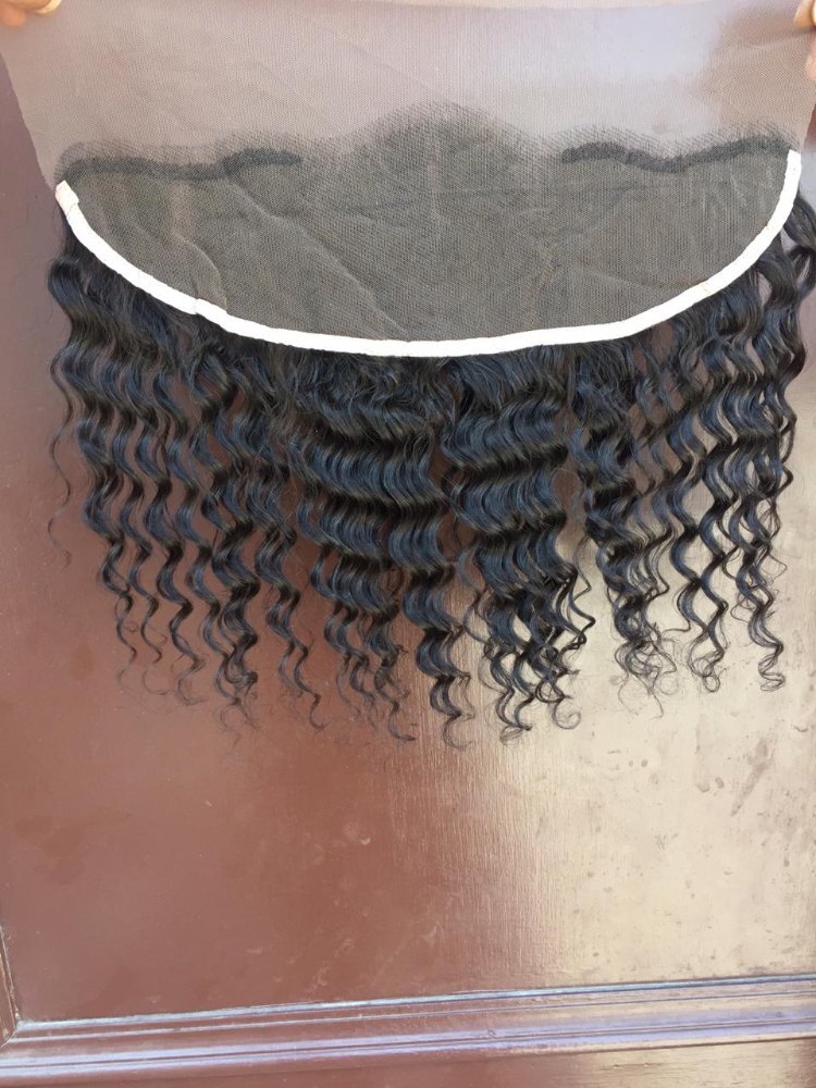 Remy Hair Natural Black Curly Lace Frontal 13x4