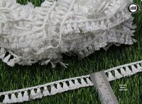 White Colour Polyester Jhalar Lace - Color: Wihte