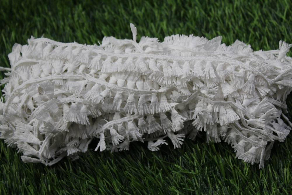 White Colour Polyester Jhalar Lace