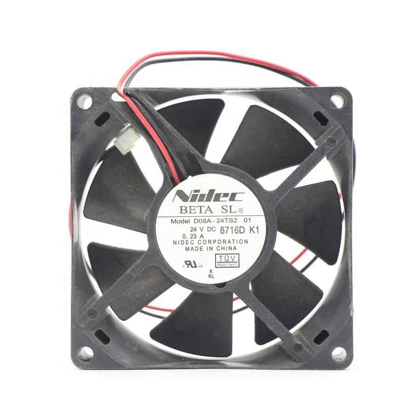NIDEC D08A-24TS2 01 NIDEC 24V DC 8025mm 8cm 5.52W 50/60HZ Ball Bearing 2 Wires Inverter Axial Cooling Fan
