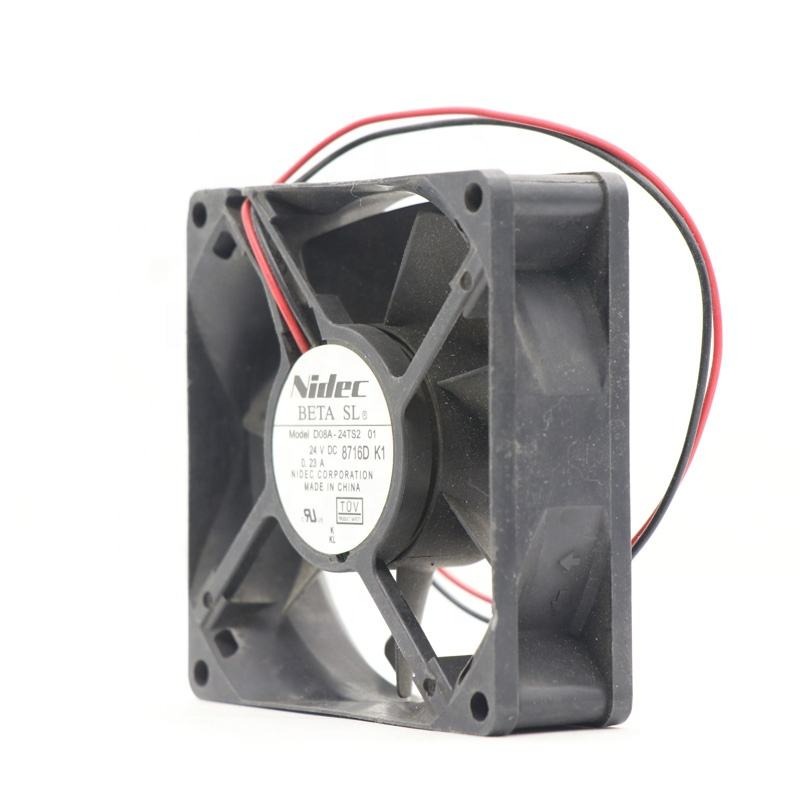 NIDEC D08A-24TS2 01 NIDEC 24V DC 8025mm 8cm 5.52W 50/60HZ Ball Bearing 2 Wires Inverter Axial Cooling Fan