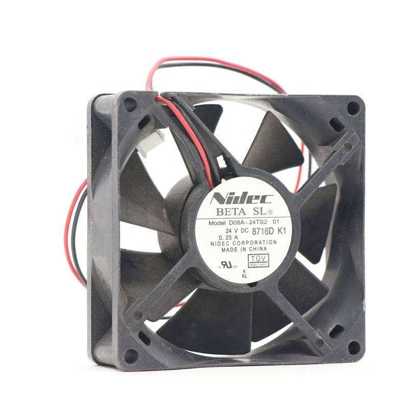 NIDEC D08A-24TS2 01 NIDEC 24V DC 8025mm 8cm 5.52W 50/60HZ Ball Bearing 2 Wires Inverter Axial Cooling Fan