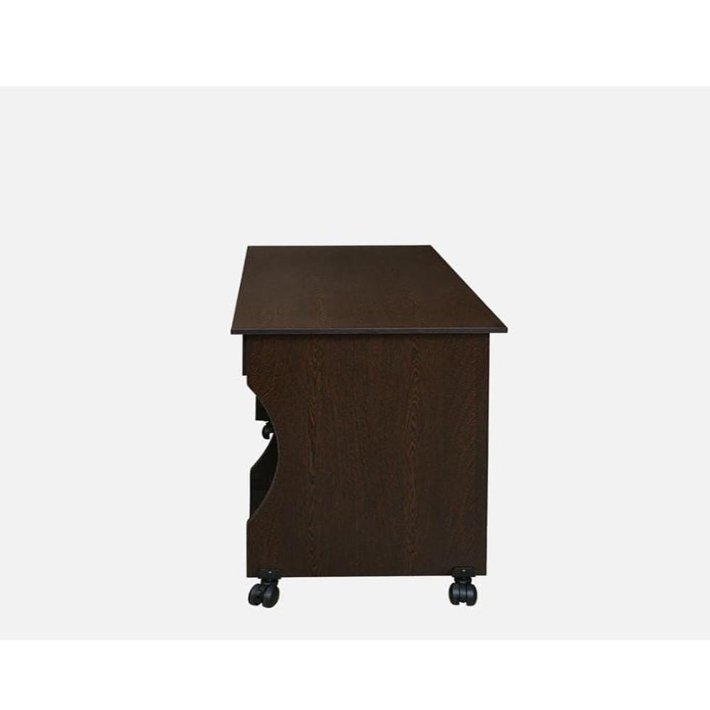 Nilkamal Zenith Computer Table - Eco-friendly Wood, Smooth Finish, Brown Color | Features: Keyboard Tray, Drawers, Shelves, Mobile Casters