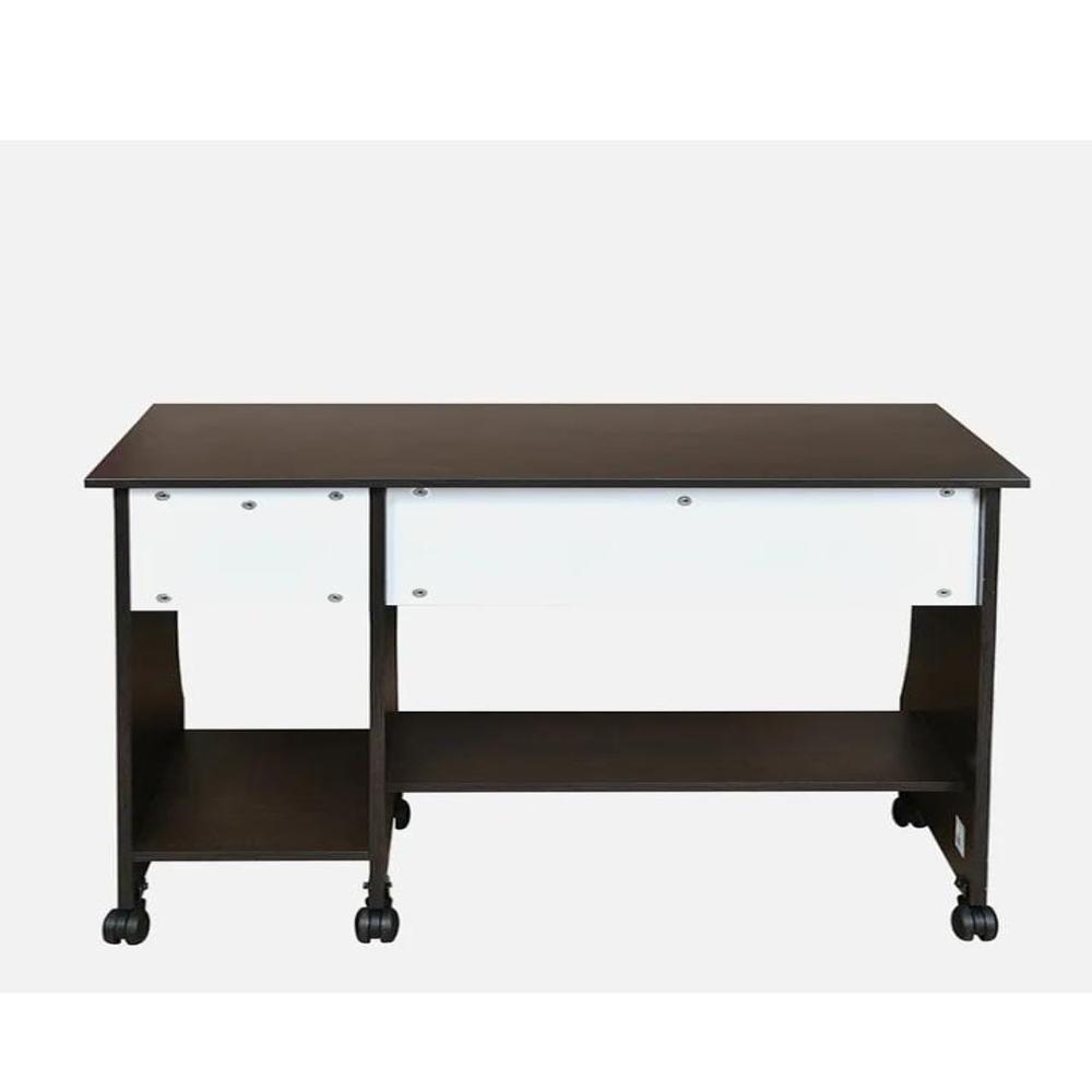 Nilkamal Zenith Computer Table - Eco-friendly Wood, Smooth Finish, Brown Color | Features: Keyboard Tray, Drawers, Shelves, Mobile Casters