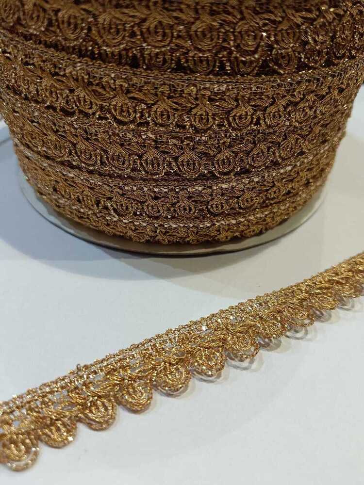 Zari Lace - Polyester Lace Trim 25 Mm X 50 Meters, Gold - Ideal For Garment Embellishment, Craft Projects, Dressmaking