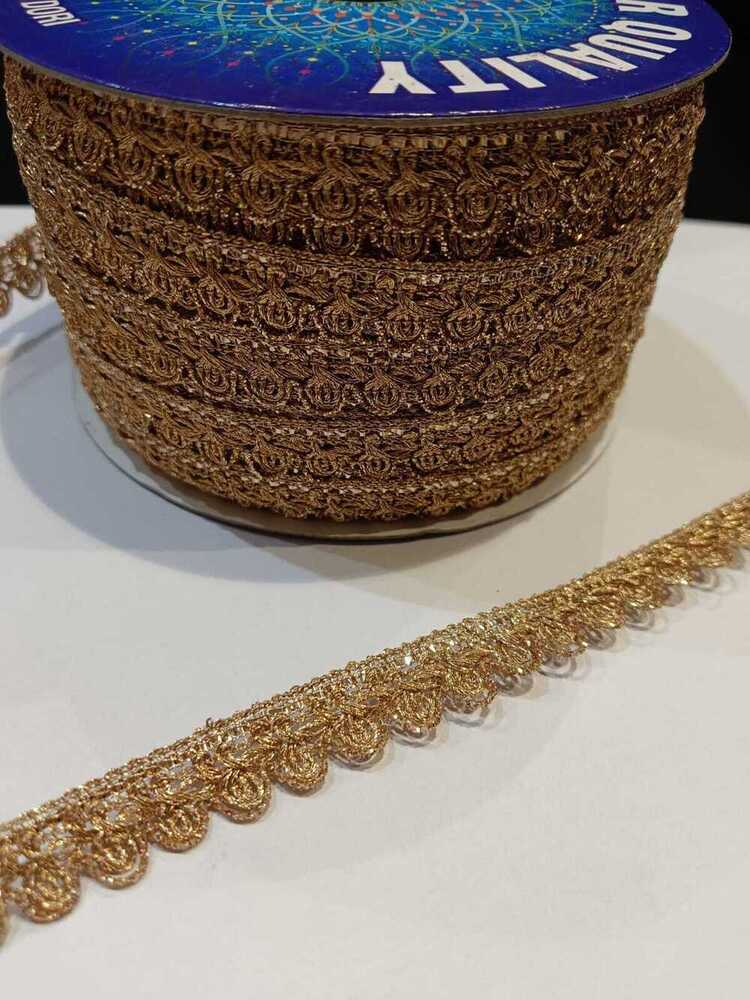 Zari Lace - Polyester Lace Trim 25 Mm X 50 Meters, Gold - Ideal For Garment Embellishment, Craft Projects, Dressmaking