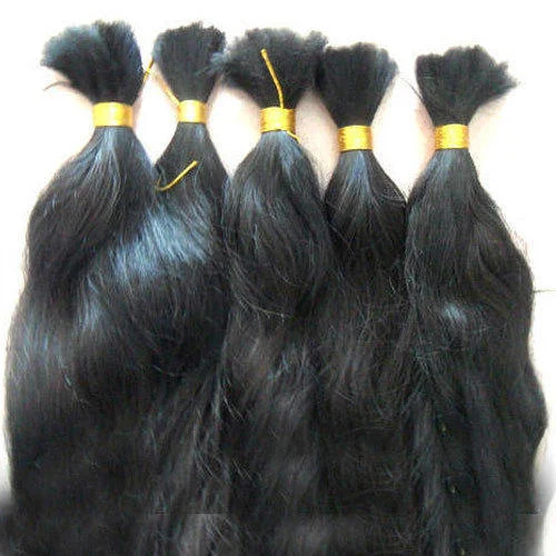 26" Indian Bulk Human Hair Extensions - Color: Natural Black And Brown