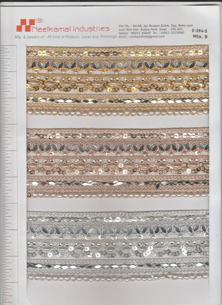 Mirror Work Lace - Color: Golden