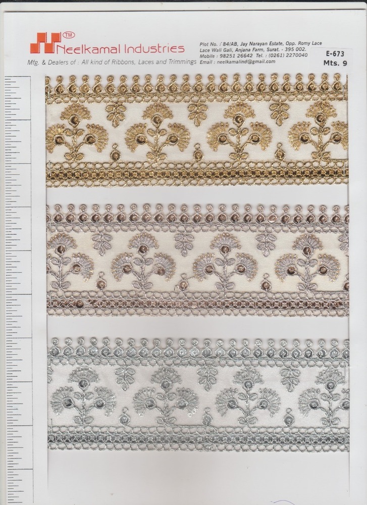 Mirror Work Lace - Color: Golden