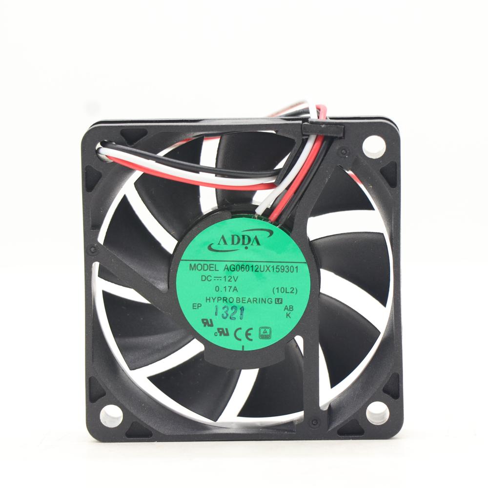 ADDA AG06012UX159301 60x60x15mm 12V DC 0.17A 6cm Lead Wires Hypro Bearing Small Mini Axial Cooling Fan