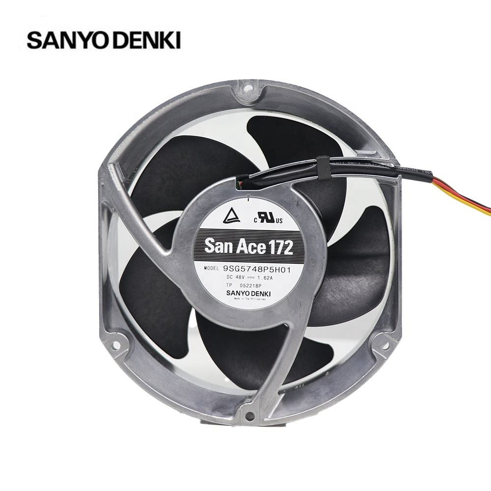 Sanyo 17251 Series 9SG5748P5H01 48V DC 172x150x51mm 78W 696m3/h 410CFM 71dBA Aluminum Ball Bearing Cabinet Axial Cooling Fan