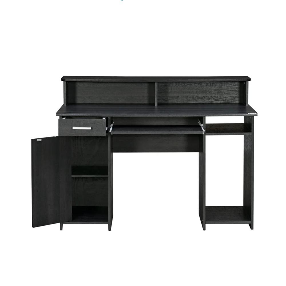 Nilkamal Aldrich Computer Table - High-quality Eco-friendly Wood, Smooth Finish, Antique Black Color | Open Shelves, Cpu Compartment, Multi-purpose Workstation