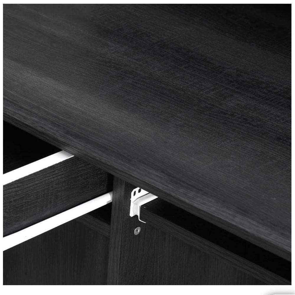 Nilkamal Aldrich Computer Table - High-quality Eco-friendly Wood, Smooth Finish, Antique Black Color | Open Shelves, Cpu Compartment, Multi-purpose Workstation