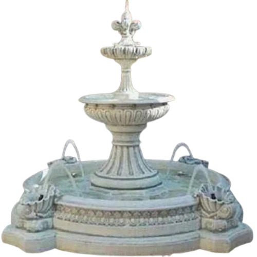 Three Tier White Marble Fountain - Feature: Smooth Finishing