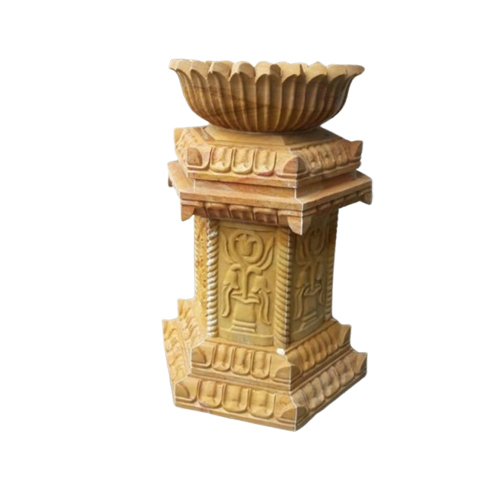 Carved Marble Tulsi Pot