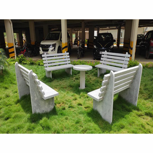 Outdoor Marble Table And Chair Set - Color: White