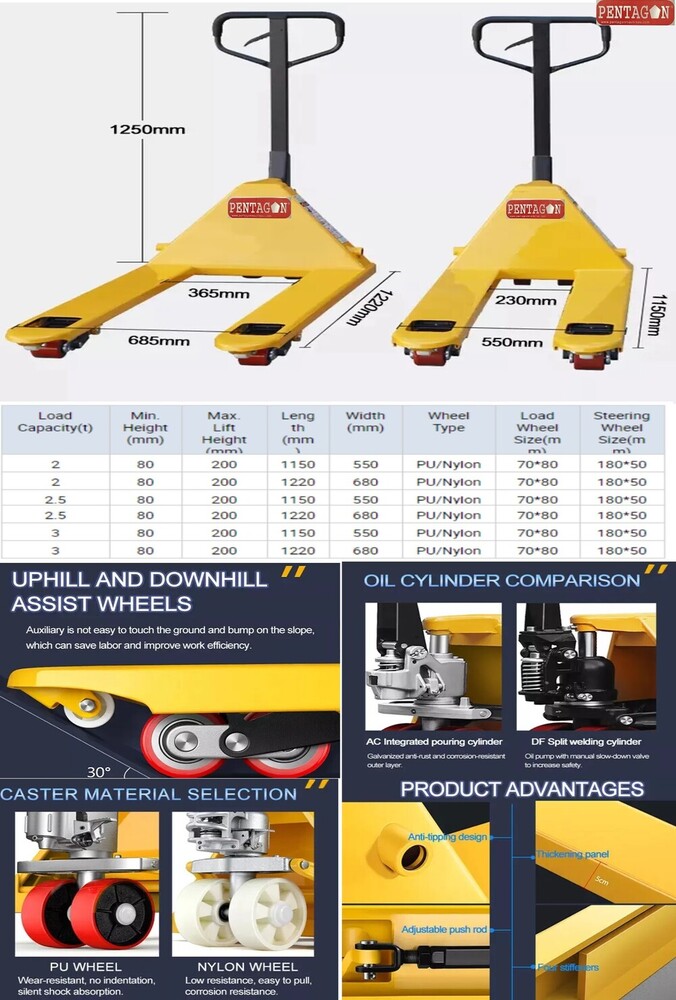 Hydraulic Hand Pallet Truck weight lifting capacity 3000 kgs