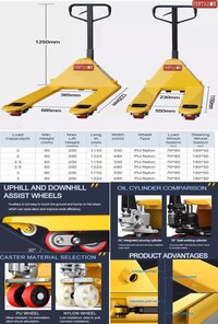 Hydraulic Hand Pallet Truck weight lifting capacity 3000 kgs