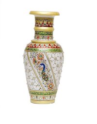 Marble Handicraft Vase For Decoration And Pooja For Home & Office - Handcrafted White Marble, Elegant Design, Ideal For Gifts & Ceremonies
