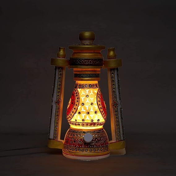 Antique Rajasthani Marble Lantern Lamps for Home Decoration