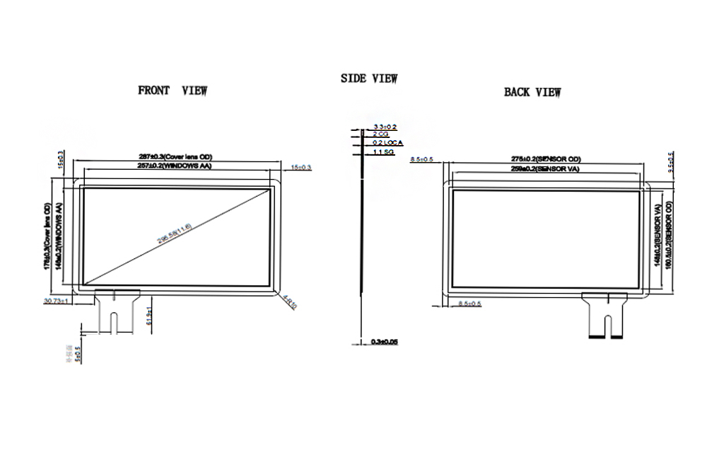11.6 Inch Anti-reflective Pojected Capacitive Touch Screen Panel - Application: Commercial
