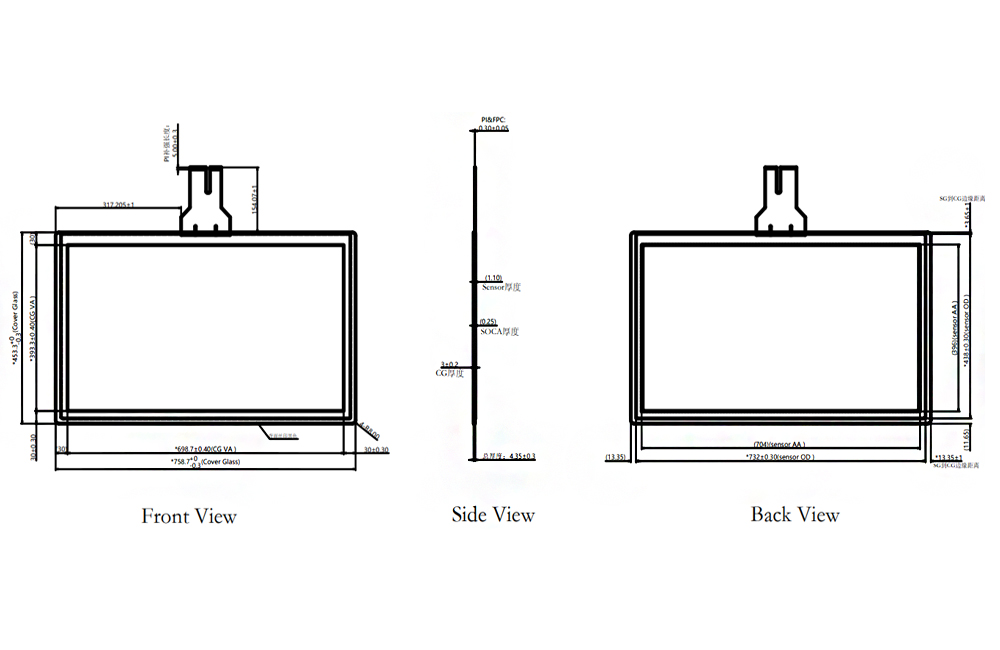 Big Size 32 Inch Capacitive Touch Screen, projected capacitive touch panel