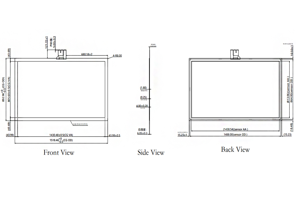 65 Inch Capacitive Touch Screen, HMI touch screen, multi touch lcd display