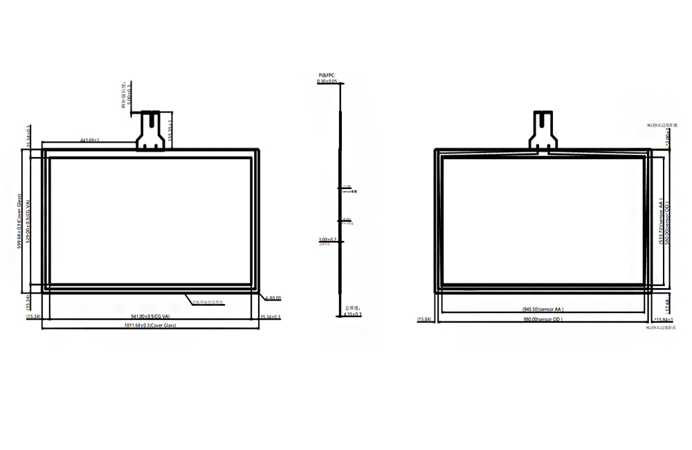 43 Inch Capacitive Touch Screen Module,custom sized touch screen display