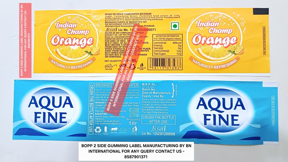 BOPP 2 Side Gumming Label For Water Bottle