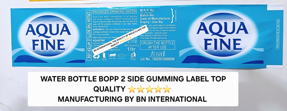 BOPP 2 Side Gumming Label For Water Bottle
