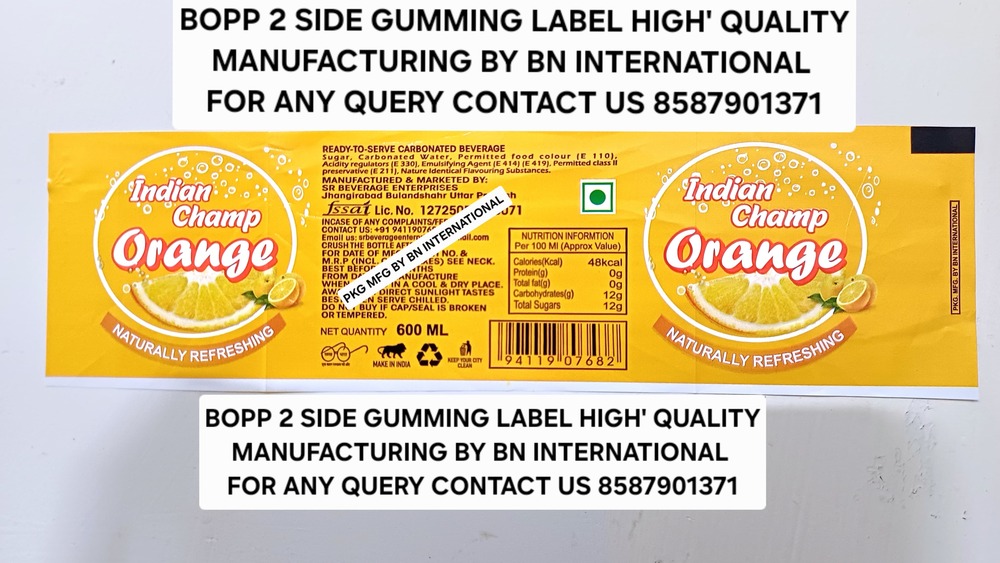 BOPP 2 Side Gumming Label For Water Bottle